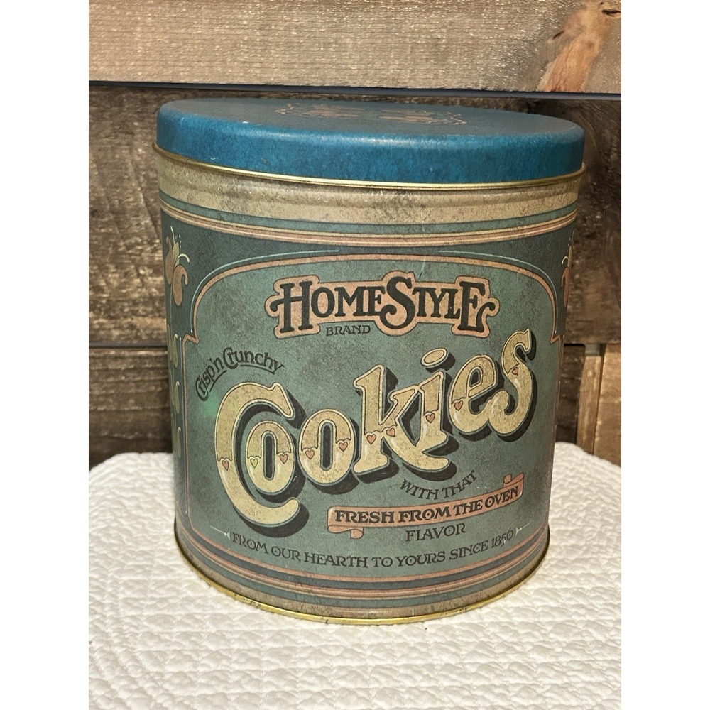 Vintage HomeStyle Brand Cookies Tin Collectible Canister Home Style Can 8" Tall